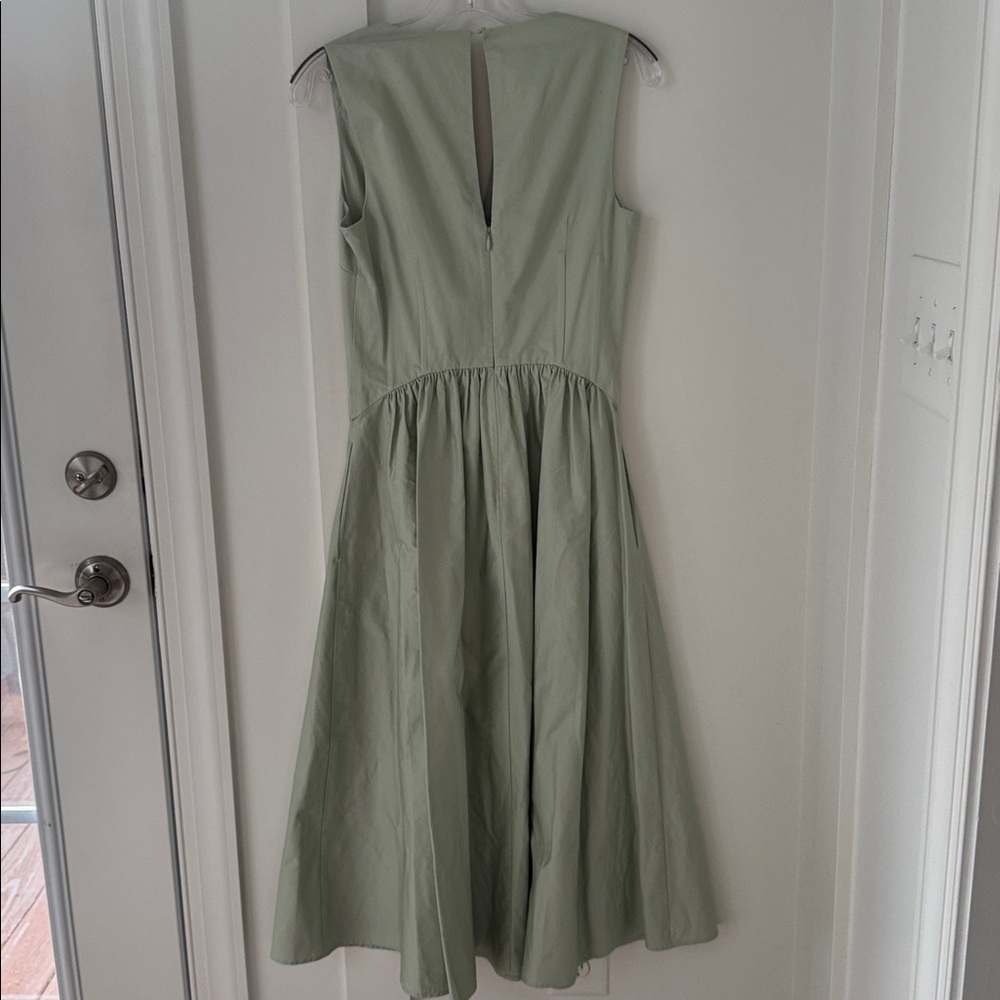 Reiss Liza 100% Cotton Corset Midi Dress in Sage Size 2 - Picture 10 of 15